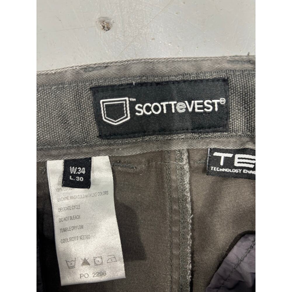 SCOTTEVEST Hidden Cargo Pants Men's 34x30 Gray 10-Pocket Travel Tactical Chinos - Picture 2 of 7